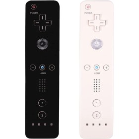 AUFGLO Retro Wii Controller 2 Pack Wii u Remote mit Silikongehäuse und Handgelenksgurt (schwarz+weiß)