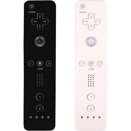AUFGLO Retro Wii Controller 2 Pack Wii u Remote mit Silikongehäuse und Handgelenksgurt (schwarz+weiß)