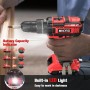 MHPRO Taladro Percutor a Bateria 21V, Taladro Atornillador Bateria con 2 Baterías 2000mAh, 42Nm, 25+3 Ajuste de Par