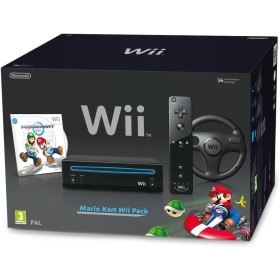 Wii Hw Negra + Wii Mario Kart + Wii Volante