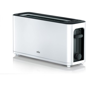 Braun HT 3110 WH - Tostadora (ranura larga, cámara extraancha, bandeja recogemigas extraíble, función de calentamiento y