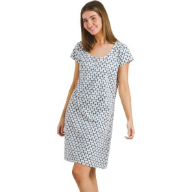 TRAMAS+ Blusón Verano para Mujer Algodón - Vestido Manga Corta Bohemio Liso y Estampado - Vestido Playa Casual Informal Mini