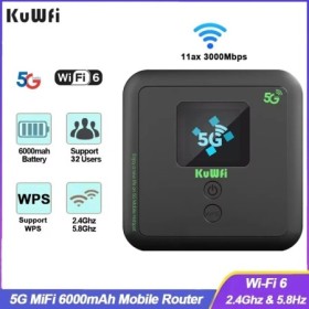 KuWFi-enrutador MiFi 5G Wi-Fi6 AX3000, enrutador móvil portátil, inalá