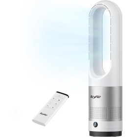 IcyAir Ventilador de Torre sin Aspas de 55cm, Ventilador Sin Aspas Silencioso 35 dB, Oscilación 90°, 8 Velocidades, Temporizador