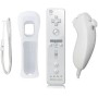 2 en 1 Motion Plus Mando y Nunchunk para Nintendo Wii/Wii u + Funda de Silicona - Blanco