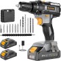 Bamse Taladro Atornillador Bateria con 2 Baterías 2.0Ah, Atornillador Electrico 21V, 42N.m Torque, Taladro 18+1, Ajuste de Par,