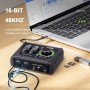 BOMGE Mini interfaz de audio USB de 2 canales para grabación, transmisión y podcasting, con alimentación fantasma XLR/48V, audio