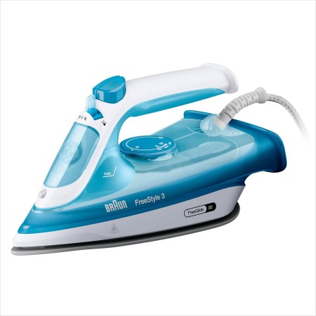 Braun FreeStyle 3 FI3144BL, Plancha de Vapor con Tecnología FreeGlide 3D, Suela SuperCeramic, Ultimate FastClean, Apagado