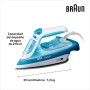 Braun FreeStyle 3 FI3144BL, Plancha de Vapor con Tecnología FreeGlide 3D, Suela SuperCeramic, Ultimate FastClean, Apagado