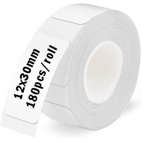 Cinta de etiquetas, 12mm x 30mm Etichette di stoccaggio domestico, Impermeable Nastro Etichetta Autoadesivo, Sin BPA (Blanco,
