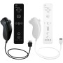 AUFGLO Wii Remote y Nunchuck compatible con Wii/Wii U - Incluye funda de silicona y correa para la muñeca (Negro+Blanco)