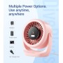 Diveblues Ventilador USB de mesa, potente hasta 6 m/s, pantalla LED, 5 velocidades, rotación de 360°, mini ventilador