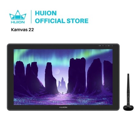 HUION-tableta gráfica Kamvas 22, dispositivo con bolígrafo, pantalla a