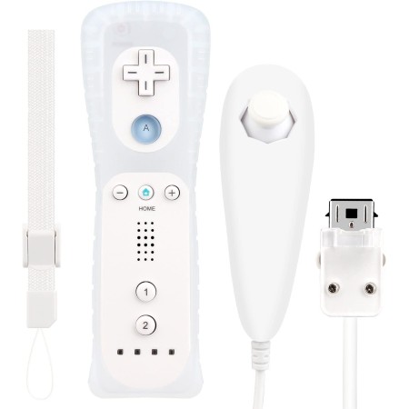 OSTENT El sensor de movimiento del mando a distancia con cable Nunchuck + Combo compatible para la consola Nintendo Wii Color