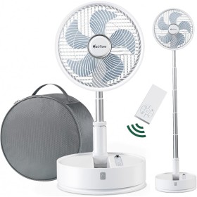 Marchpower Ventilador de Pie Silencioso 10", 2 en 1 Ventilador de Pie Plegable Circulación del Aire con 5 Velocidad Pantalla