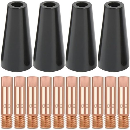 Kit de puntas de boquilla sin gas para soldadura MIG, punta de contacto de 0,9 mm, 15AK MB15, accesorios de antorcha de cobre,