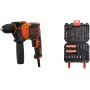 BLACK+DECKER BEH710K Taladro Percutor con Cable 710 W, Portabrocas 13 mm, Impactos 0-47.600 ipm & A7188-XJ Kit de 50 Piezas,