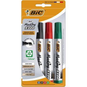 BIC Marking 2300 ECOlutions marcadores permanentes punta biselada – colores Surtidos, Blíster de 4 unidades