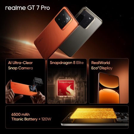 realme GT7 5G Smartphone,12+256GB, Batería de 7000 mAh,Carga de 120W,Procesador Dimensity 9400e,IMX906 50MP Cámara,AI