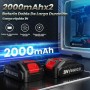 Taladro Atornillador Batería con 2 Baterías, 20V Taladro Bateria par Máximo de 42Nm, Taladro Inalámbrico de 2 Velocidades, Apto