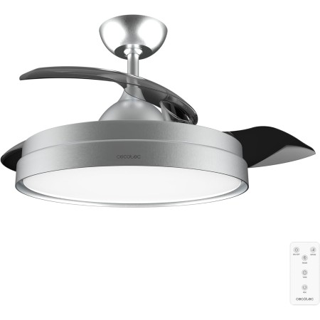 Cecotec Ventilador de Techo con Luz Energysilence Aero 4300 Invisible Steel. 35W, 6 Velocidades, Aspas Retráctiles, Mando a
