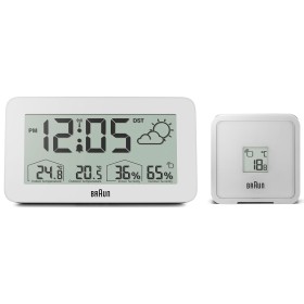Estación meteorológica y reloj digital controlado por radio Braun para la zona horaria de Europa Central (DCF) con temperatura y