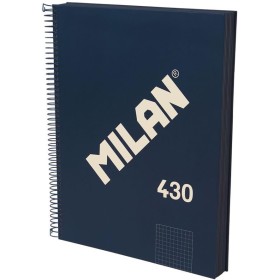 MILAN® Cuaderno A4 con tapa dura, papel cuadriculado (5 x 5 mm), 120 hojas de 95 gr/m², colección goma 430, azul