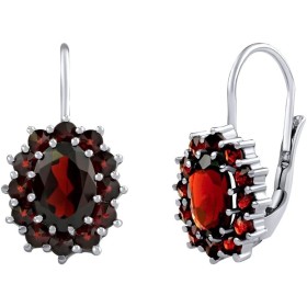 SILVEGO - SILVEGOB380001 - Pendientes para Mujer de Plata 925 con Auténticas Granates Checas