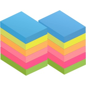 ZCZN Notas adhesivas 51 x 38 mm, Posits en 6 colores neón, Sticky Notes, Notas adhesivas autoadhesivas 100 hojas/bloque, 12