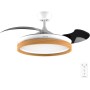 Cecotec Ventilador de Techo con Luz Energysilence Aero 4320 Invisible Wood&White. 35W, 6 Velocidades, Aspas Retráctiles, Mando a