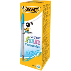 BIC Cristal Fun bolígrafos Punta Ancha (1,6 mm) – Turquesa, Caja de 20 unidades