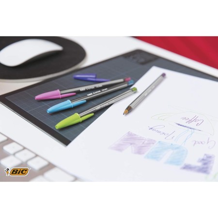 BIC Cristal Fun bolígrafos Punta Ancha (1,6 mm) – Turquesa, Caja de 20 unidades