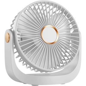 Ventilador de mesa con luz,Ventilador USB,Ventilador de mesa silencioso,batería recargable USB de 4000 mAh, 5 velocidades y