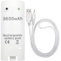 OSTENT 3600mAh Batería Recargable Cable de Carga para Nintendo Wii Mando a Distancia - Blanco