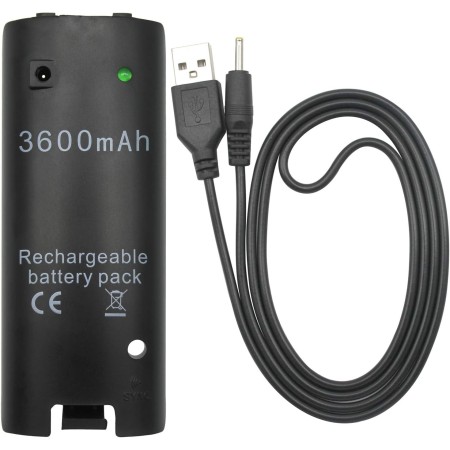 OSTENT 3600mAh Batería Recargable Cable de Carga para Nintendo Wii Mando a Distancia - Blanco