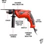 Casals - Taladro Atornillador Percutor 500W | 3000RPM | Portabrocas 13mm | Capacidad Máxima Perforación 10mm Acero / 24mm Madera