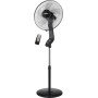 Bastilipo - Ventilador de pie con mando a distancia, 50W, base redonda, gama premium, modelo Coin Black