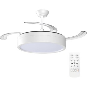 LEDUNI Ventilador de techo con luz con mando 72W Luz LED, temporizador, 6 velocidades, aspas retráctiles, 3 temperaturas de luz,