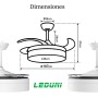 LEDUNI Ventilador de techo con luz con mando, Motor DC 30W+36 W Luz LED,temporizador, 6 velocidades, aspas retráctiles, 3
