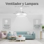 LEDUNI Ventilador de techo con luz con mando, Motor DC 30W+36 W Luz LED,temporizador, 6 velocidades, aspas retráctiles, 3