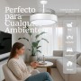 LEDUNI Ventilador de techo con luz con mando, Motor DC 30W+36 W Luz LED,temporizador, 6 velocidades, aspas retráctiles, 3