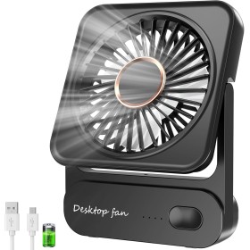 Ajgvq Ventilador de Mesa USB, Ventilador Portátil Regulable en 3 Velocidades, Ventiladors Pequeño Silencioso Recargable para