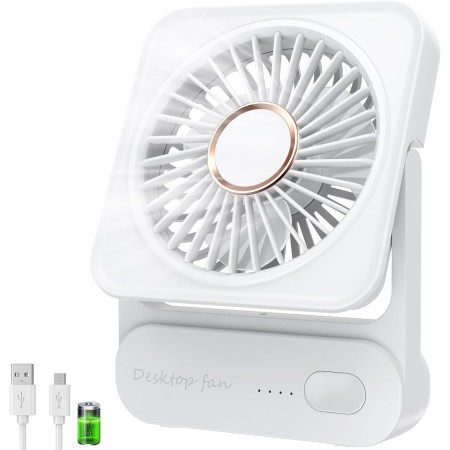 Ajgvq Ventilador de Mesa USB, Ventilador Portátil Regulable en 3 Velocidades, Ventiladors Pequeño Silencioso Recargable para
