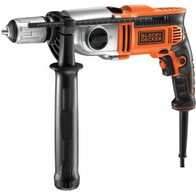 BLACK+DECKER Taladro percutor 1100W, 2 velocidades mecánicas, acción de percusión, sistema reversible, tope de profundidad,