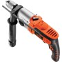 BLACK+DECKER Taladro percutor 1100W, 2 velocidades mecánicas, acción de percusión, sistema reversible, tope de profundidad,