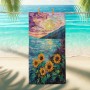 Toalla de playa de girasol vibrante, toalla de baño de microfibra floral colorida, secado rápido, suave, absorbente, sin arena,