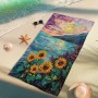 Toalla de playa de girasol vibrante, toalla de baño de microfibra floral colorida, secado rápido, suave, absorbente, sin arena,