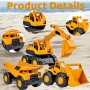 GYHWOFUL Juego de 3 juguetes para excavadoras, juguetes de arena para arenero y playa, camioneta, excavadora y excavadora con