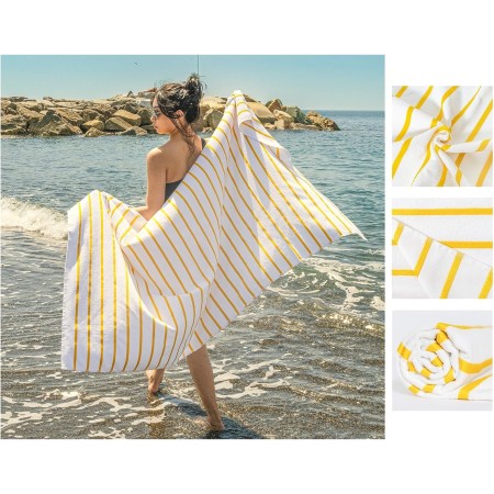 runico Toalla de Playa de algodón Suave Fabricada en Italia, Toalla de Playa, Ideal para Verano sin Arena – Toalla de Playa