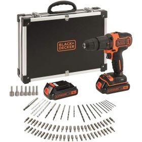 BLACK+DECKER Kit Taladro Percutor 18V, Luz LED, Velocidad Variable, con 2 Baterías de Litio de 1.5Ah, Cargador, con 80